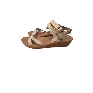 Lucky‎ Brand Womens Beige Wedge Sandals With Textured Straps Size 11